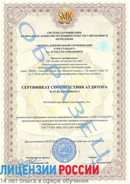 Образец сертификата соответствия аудитора №ST.RU.EXP.00006191-3 Десногорск Сертификат ISO 50001